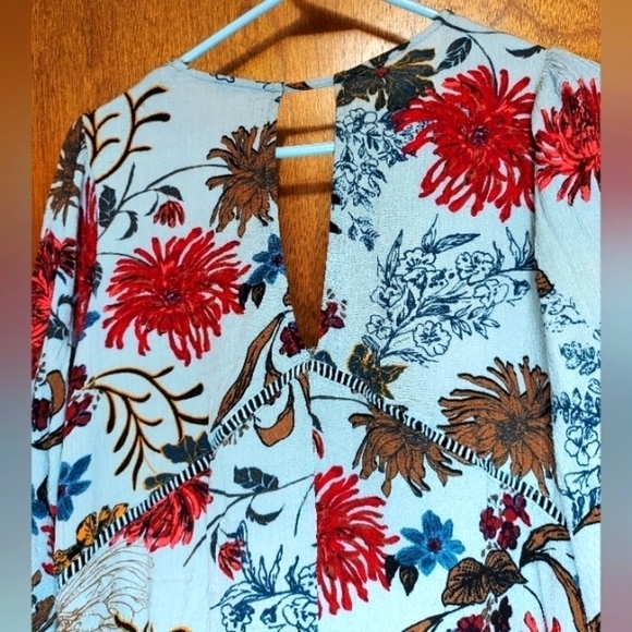 Jodifl Small boho babydoll Dress vneck lined blue/green soft colors , pockets - Picture 12 of 15